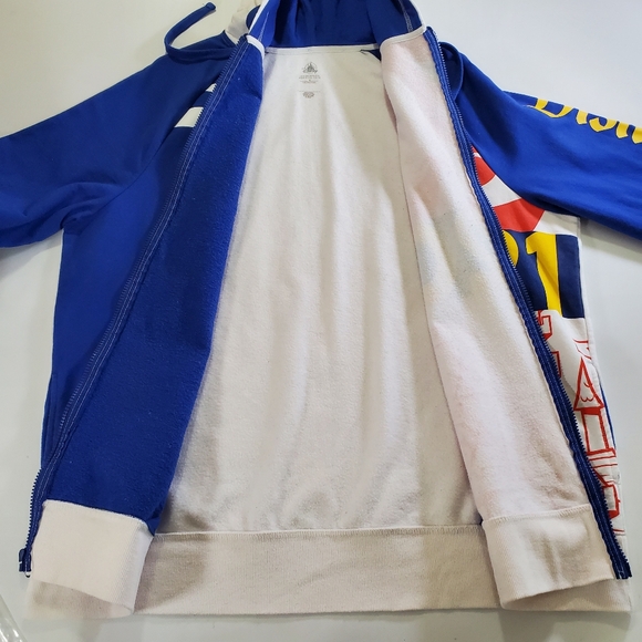 7558 * Disneyland Resort 2021 Full Zip Hoodie Blue White Red Size XL - Picture 11 of 14